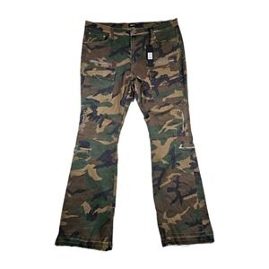 Fashion Nova Men On The Rise Stacked Skinny Flare Jeans Camo Cargo Style GFN255